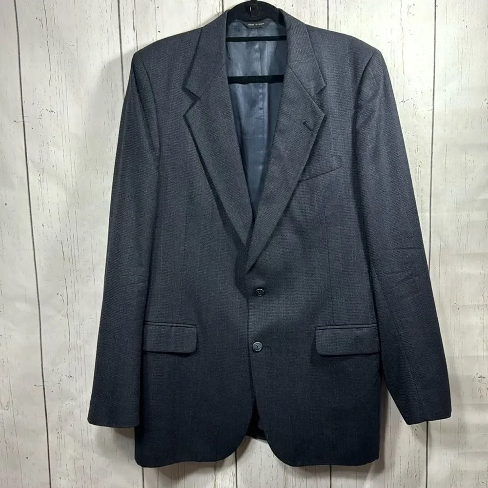 Lanvin Mens Virgin Wool Midnight Blue Double Breasted Regular 34 Blazer Jacket